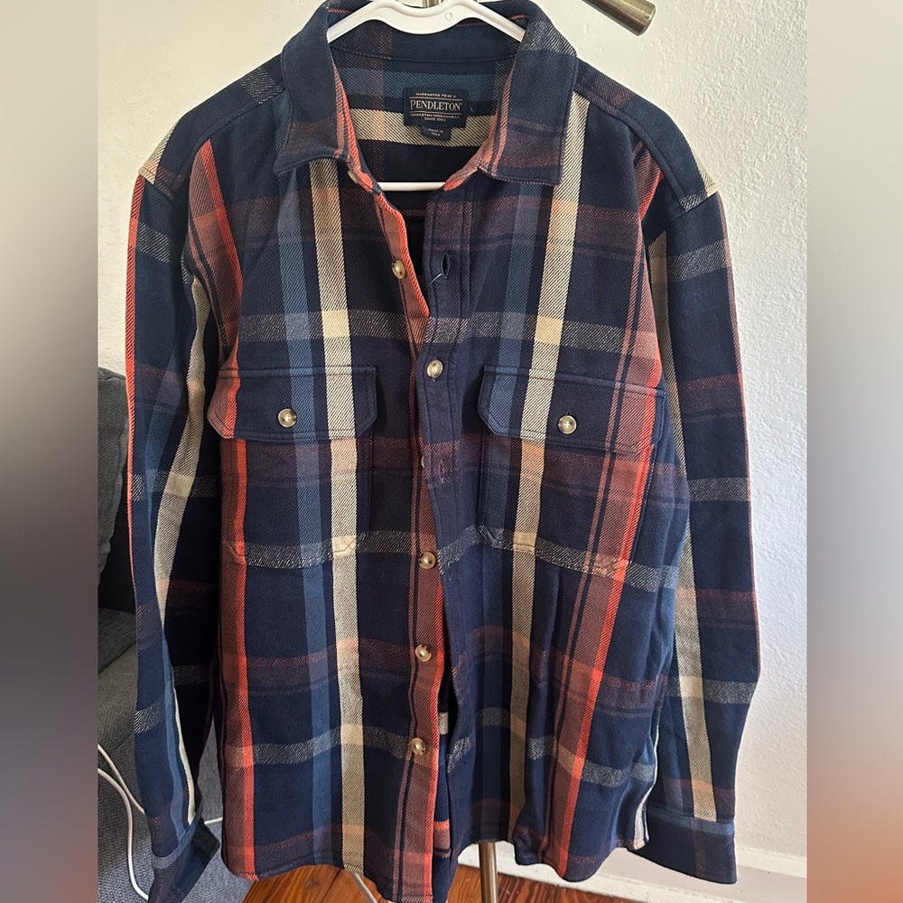 Pendleton Navy and Tan Woolen Fabric